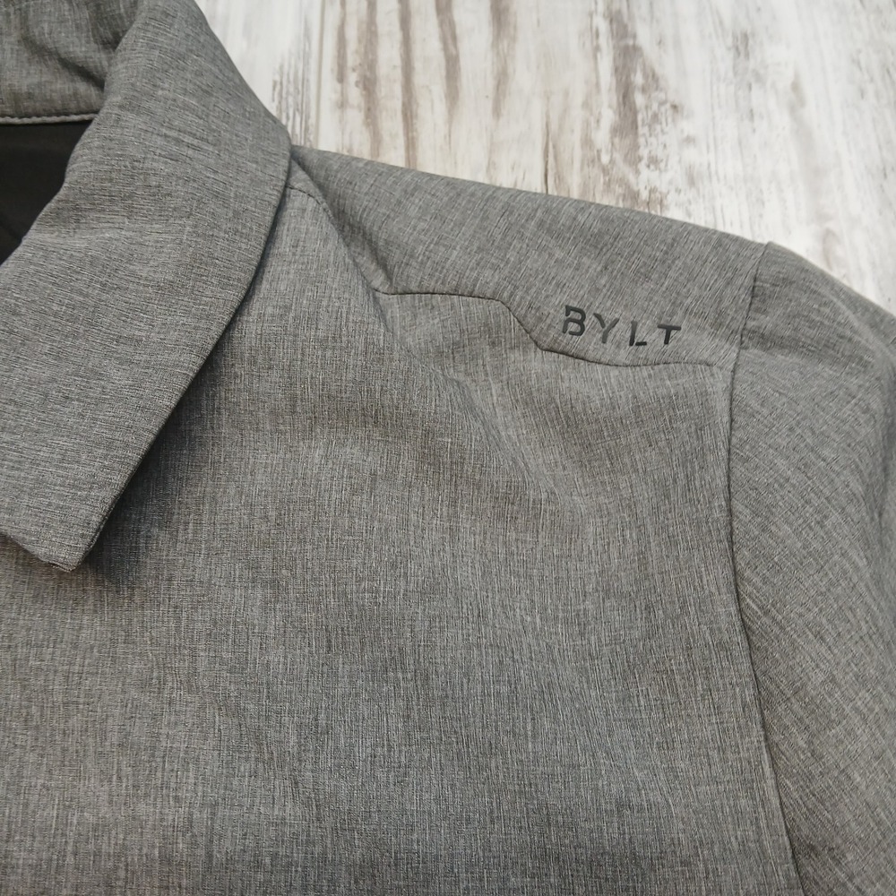BYLT District Jacket Mens Small Grey‎ Performance Tech Lightweight Snap Front - Picture 2 of 11